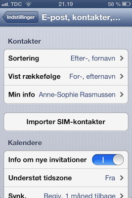 sortering kontakter