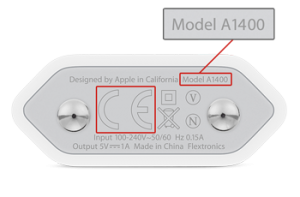 Iphone oplader model A1400