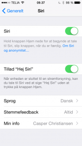 Siri indstillinger